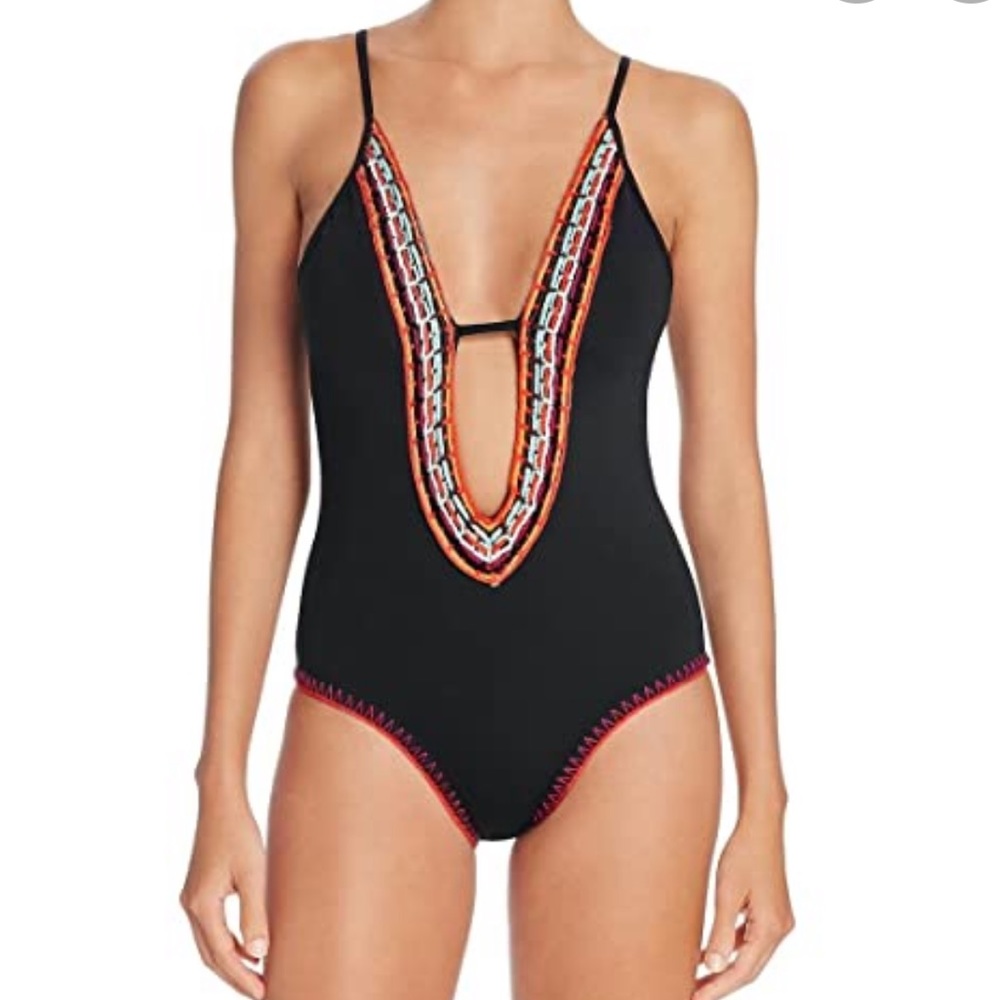 NEW Plunging embroidered Isabella Rose swimsuit